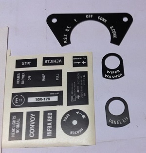 Dash board plates, labels and decals
